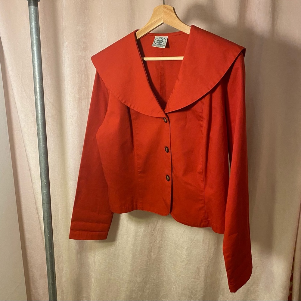 Vintage Laura Ashley red sailor collar jacket